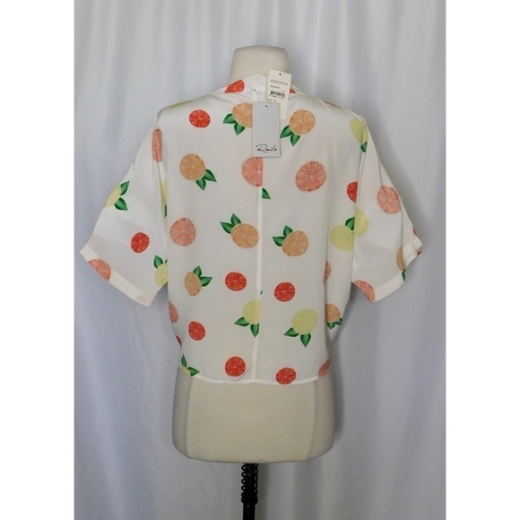 NWT!! RAILS Thea Citrus Print Silk Tie Front Top Blouse Button Down X-Small - Picture 10 of 16